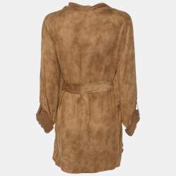 Pre Owned Elie Tahari Brown Velvet Melrose Belted Tunic XL