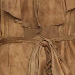 Pre Owned Elie Tahari Brown Velvet Melrose Belted Tunic XL