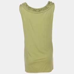 Pre Owned Elie Tahari Green Stretch Knit Ruffle Camisole Top XL