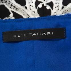 Pre Owned Elie Tahari Blue Printed Cotton Penelope Pencil Skirt M