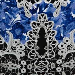 Pre Owned Elie Tahari Blue Printed Cotton Penelope Pencil Skirt M