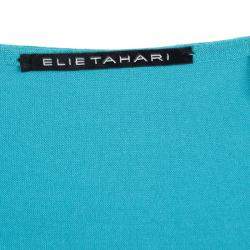 Pre Owned Elie Tahari Turquoise Blue Knit Cowl Neck Sleeveless Top L