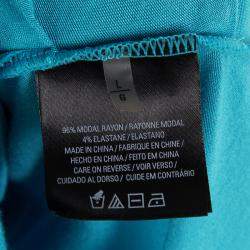 Pre Owned Elie Tahari Turquoise Blue Knit Cowl Neck Sleeveless Top L