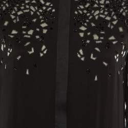 Elie Tahari Black Silk Embellished Button Front Blouse S