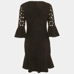 مملوكة مسبقًا Elie Tahari Black Lace Sleeve Crepe Short Dress M