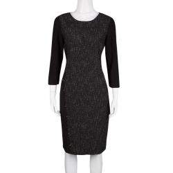 Pre Owned Elie Tahari Black Contrast Front Panel Detail Long Sleeve Dress M