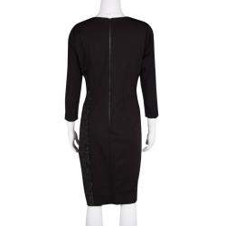 Pre Owned Elie Tahari Black Contrast Front Panel Detail Long Sleeve Dress M