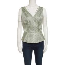 Elie Tahari Multicolor Mini Checkered Sleeveless Peplum Top S