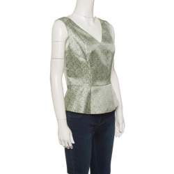Elie Tahari Multicolor Mini Checkered Sleeveless Peplum Top S