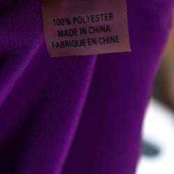 Pre Owned Elie Tahari Purple Satin Front Tie Gathered Waist Sleeveless Halley Dress M