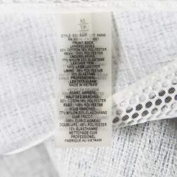 Elie Tahari Off White and Blue Textured Mesh Insert Mixed Media Leeann Jacket XS