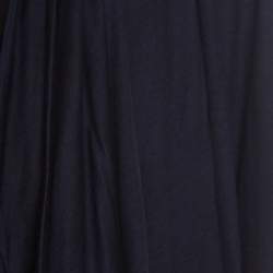 Pre Owned Elie Tahari Navy Blue Jersey and Silk Layered Open Front Cardigan M