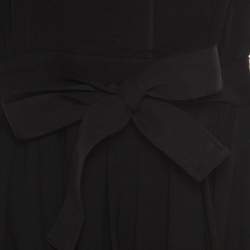 Pre Owned Elie Tahari Black Wool Pleated Belted Dress M