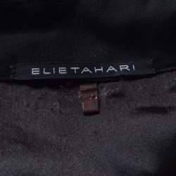 Pre Owned Elie Tahari Black Wool Pleated Belted Dress M