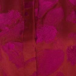 Pre Owned Elie Tahari Red and Purple Floral Jacquard Jersey Shirt M