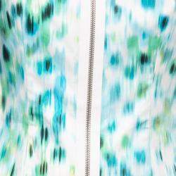 Pre Owned Elie Tahari Blue Cool Water Print Sleeveless Zip Front  Mila Dress S