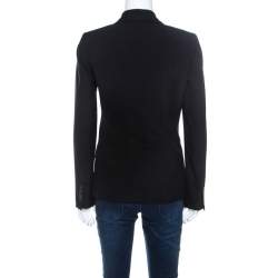Elie Tahari Black Cotton Blend Classic Fitted Blazer S