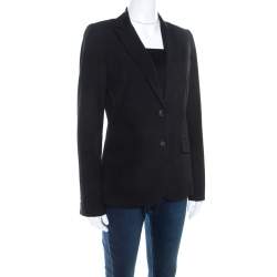 Elie Tahari Black Cotton Blend Classic Fitted Blazer S