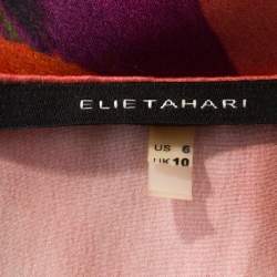 Elie Tahari Multicolor Floral Print Silk Draped Shift Dress M