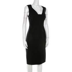 Elie Tahari Black Stretch Cotton Sleeveless Bodycon Sheath Dress L