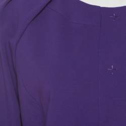 Pre Owned Elie Tahari Purple Stretch Knit Pleated Raglan Sleeve Fitted Blazer S