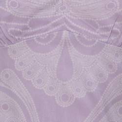 Pre Owned Elie Tahari Amethyst Purple Paisley Printed Silk Chiffon Top S