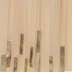 Elie Tahari Light Beige Pleated Silk and Gold Leather Trim Detail Midi Skirt L 