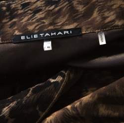 Pre Owned Elie Tahari Brown Leopard Print Wool Ashton Sheath Dress L