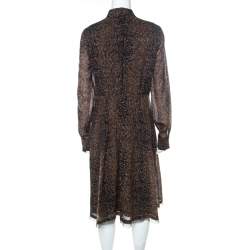 Pre Owned Elie Tahari Brown Leopard Print Wool Ashton Sheath Dress L