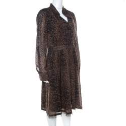 Pre Owned Elie Tahari Brown Leopard Print Wool Ashton Sheath Dress L