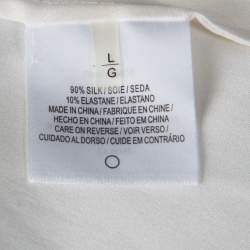 Elie Tahari Cream Silk Rope Sleeve Detail Carmela Wrap Blouse L