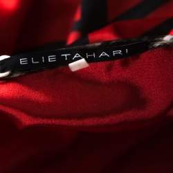 Pre Owned Elie Tahari Red Printed Jersey Layered Dress L