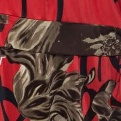 Pre Owned Elie Tahari Red Printed Jersey Layered Dress L