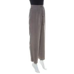 Pre Owned Elle Tahari Grey Silk Drawstring Waist Trousers L