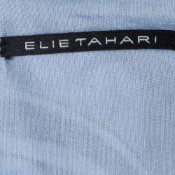 Elie Tahari Powder Blue Printed Cotton Ruffle Detail Sleeveless Top XL