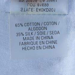 Elie Tahari Powder Blue Printed Cotton Ruffle Detail Sleeveless Top XL