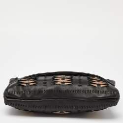 Pre Owned Elie Tahari Black/Metal Leather Foldover Clutch