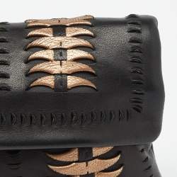 Pre Owned Elie Tahari Black/Metal Leather Foldover Clutch