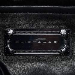 Pre Owned Elie Tahari Black/Metal Leather Foldover Clutch