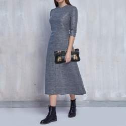 Pre Owned Elie Tahari Black/Metal Leather Foldover Clutch