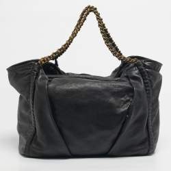 Pre Owned Elie Tahari Black Leather Chain Hobo