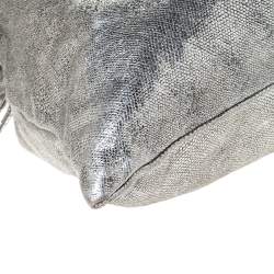 Pre Owned Elie Tahari Metallic Silver Leather Drawstring Tote