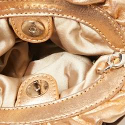 Elie Tahari Metallic Gold Leather Pleated Frame Crossbody Bag
