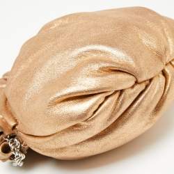 Elie Tahari Metallic Gold Leather Pleated Frame Crossbody Bag