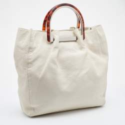 Pre Owned Elie Tahari White Leather Shopper Tote