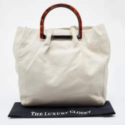 Pre Owned Elie Tahari White Leather Shopper Tote