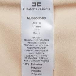Elisabetta Franchi Cream Chained Crepe Belted Wrap-Up Gown S