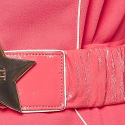 Pre Owned Elisabetta Franchi Pink Crepe Star Detail Belted Mini Dress S