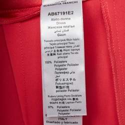 Pre Owned Elisabetta Franchi Pink Crepe Star Detail Belted Mini Dress S