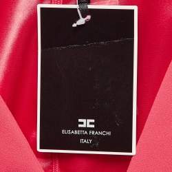 Pre Owned Elisabetta Franchi Pink Crepe Star Detail Belted Mini Dress S